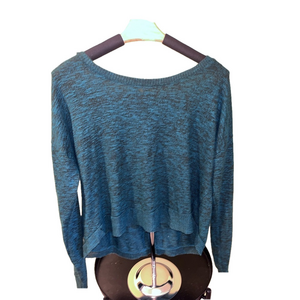 PRINCE & FOX TEAL AND BLACK SPACE DYE SWEATER